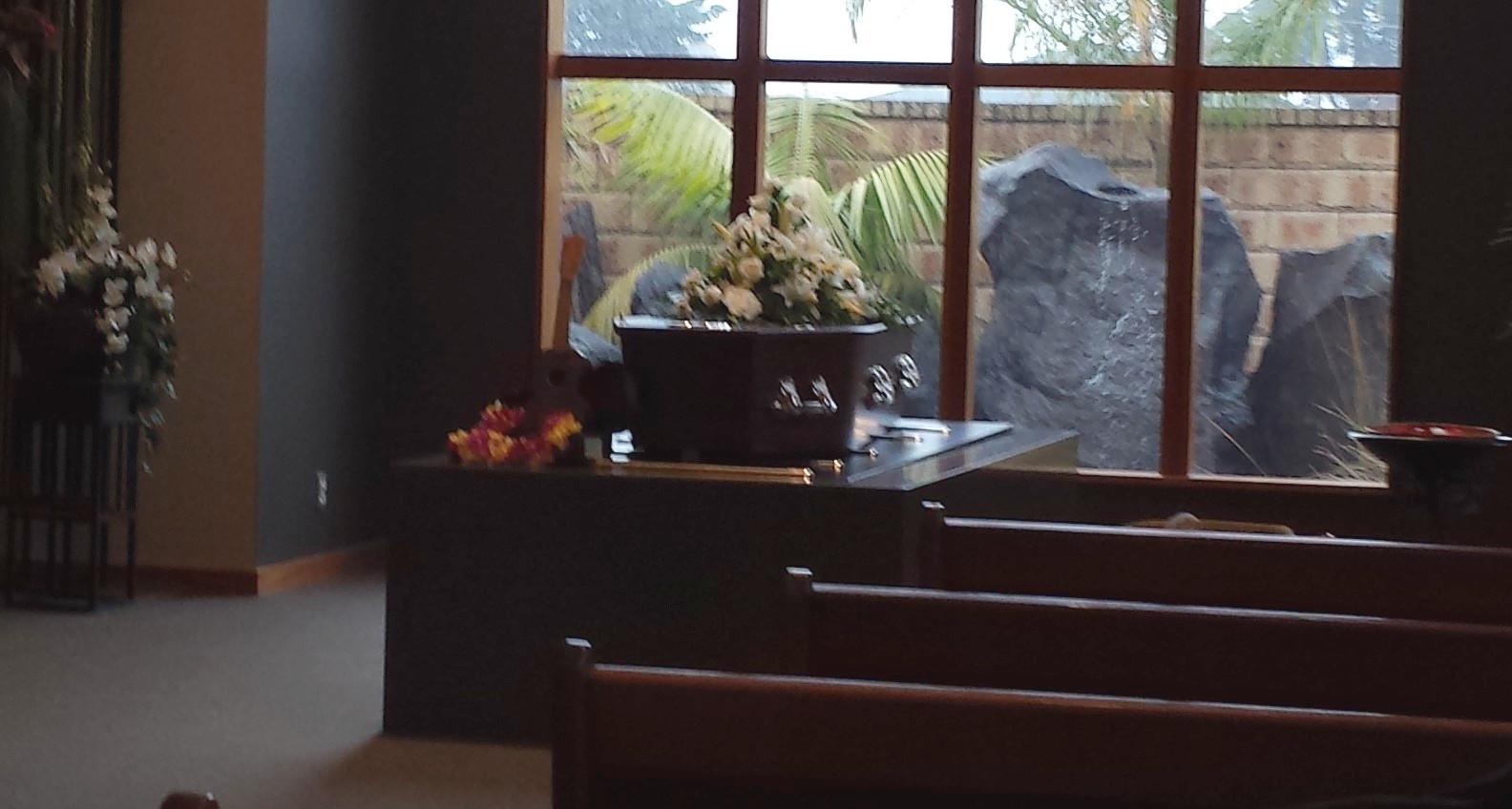 a casket at a funeral